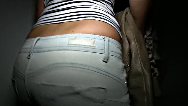 Cute Brunette gets pounded on the balcony with a hot handjob and blowjob