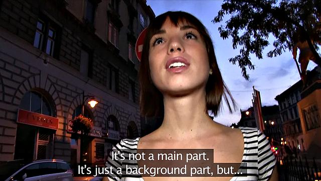 Cute Brunette gets pounded on the balcony with a hot handjob and blowjob