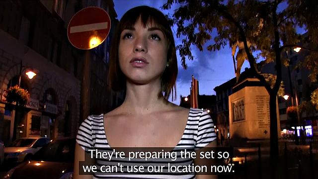 Cute Brunette gets pounded on the balcony with a hot handjob and blowjob