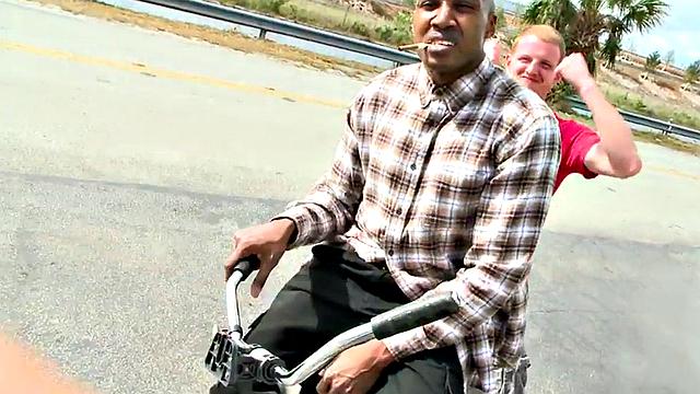 Interracial casting couch with a big-assed ebony babe getting drilled by a white dude