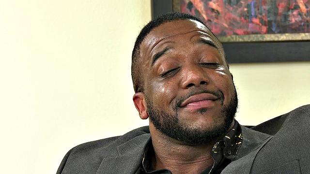 Cocksucking inked TS in stockings gagging on BBC