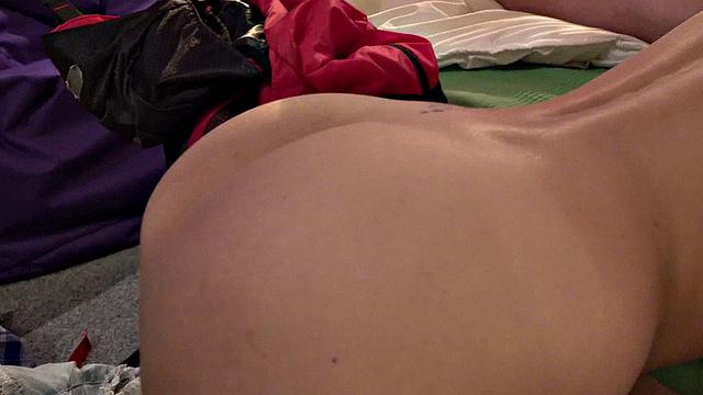 Blonde in panty and lingerie enjoys getting kinky with a big dildo in a threesome with a close-up view of her