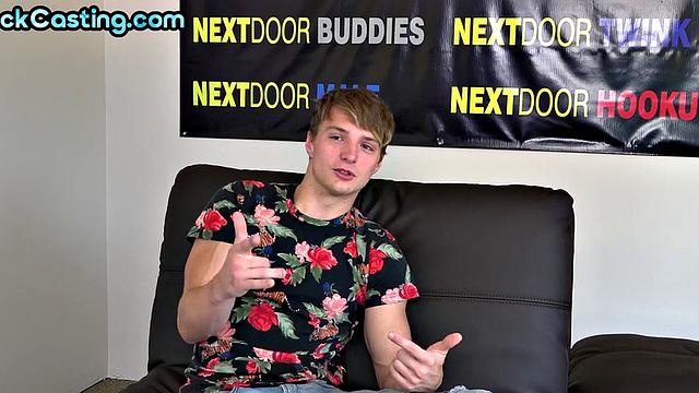 Amateur jock solo jerking his cock after casting