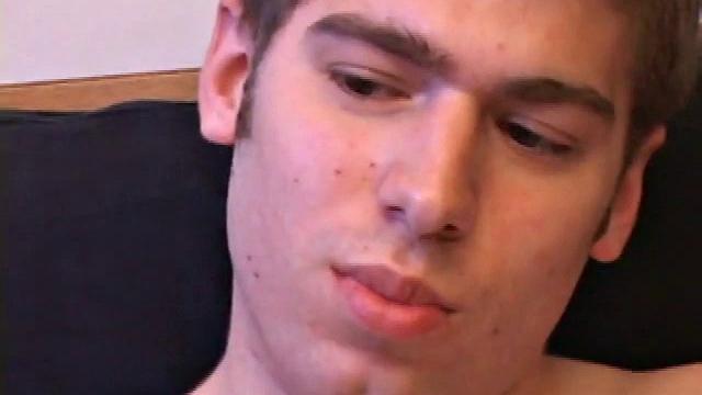 Adam Turner strips naked and grabs the lube, as he checks out a video that's playing. He works himself stiff and strokes with determination, until his cum starts pumping.