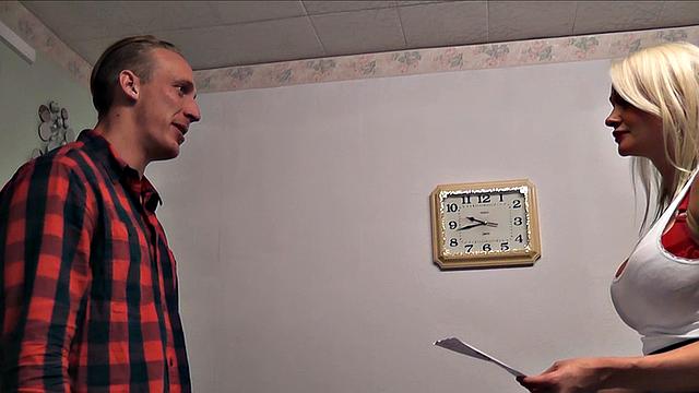 Busty babe gets fucked by a big cock