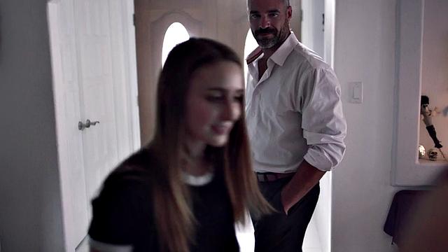 Curvy teen riding stepdad in taboo couple