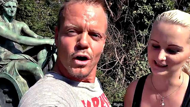 Pulled German amateir banged outdoors in public