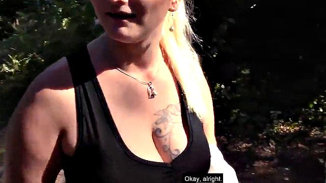 Pulled German amateir banged outdoors in public