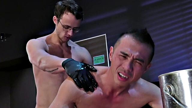 Asian bottom drilled and fisted by muscular boss