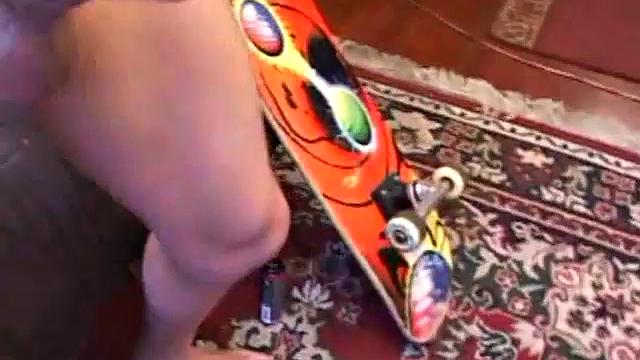 Jay Rilly pulls down his pants and lubes up his cock. After he works himself stiff, he strokes with determination, edging himself a few times, before he pumps out a huge cum load for us.