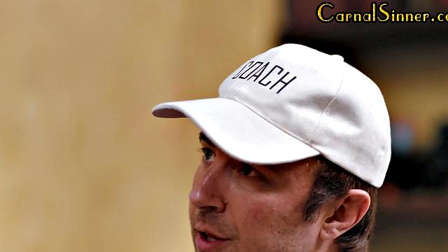 Sinning cheerleaders suck cock and get fucked by coach