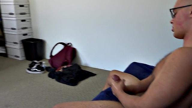 Hairy jock with handsome body jerks cock and cums on casting