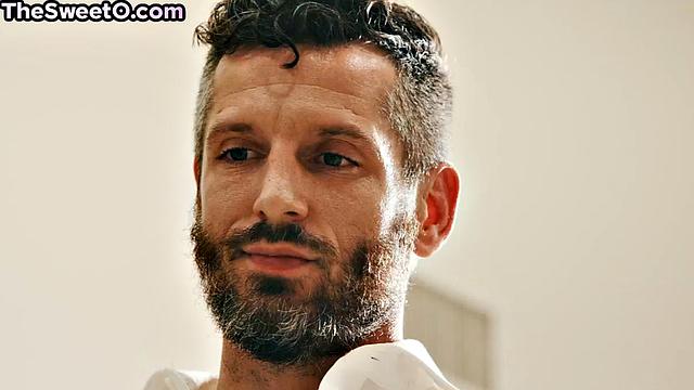 Glass dildo beauty pleasured by hubby