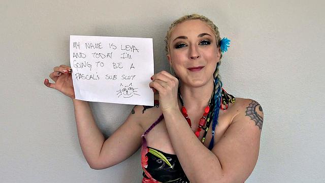 Busty Brit subslut gagged and assfucked with power