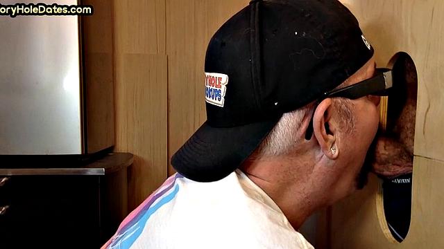 Gloryhole DILF deep sucks cock in home private video