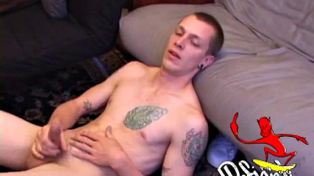 Shane slips out of his clothes and begins massaging his stiff dick. Along the way, he gives us a nice view of his asshole and eats some of his pre-cum. After some leisurely stroking, Shane finally spurts a geyser of fresh warm cum.