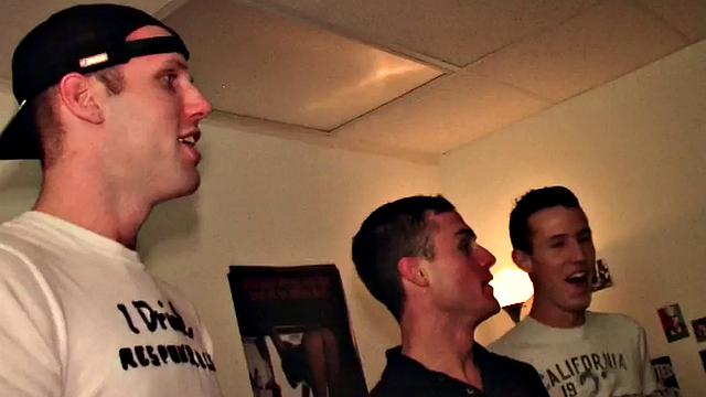 Hazed dormitory stud fucked in 3way for fraternity