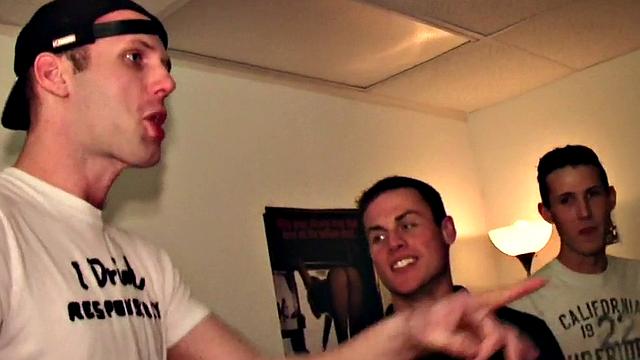 Hazed dormitory stud fucked in 3way for fraternity