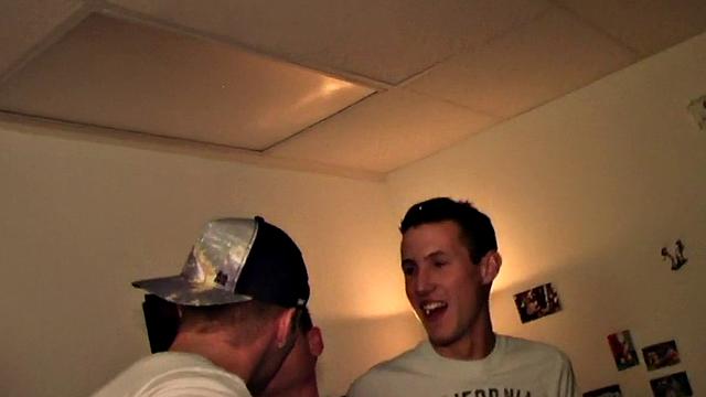 Hazed dormitory stud fucked in 3way for fraternity
