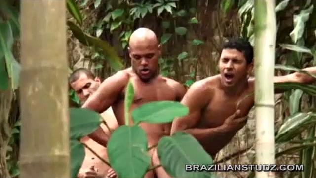 Cosme takes as much of Marcelo's uncut cock as he can fit in his mouth, while Francisco fucks Marcelo from behind. Then Francisco and Marcelo take turns fucking Cosme, before Marcelo bends over and takes Francisco balls deep.