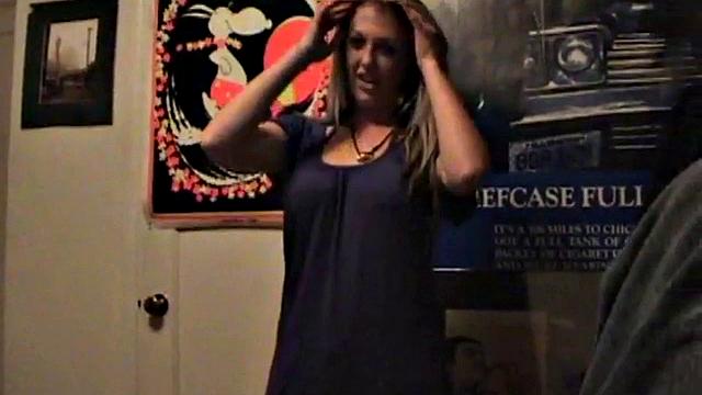 Blonde teen with pierced tits and a smile begs for a hard fuck