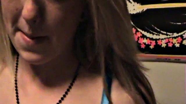 Blonde teen with pierced tits and a smile begs for a hard fuck