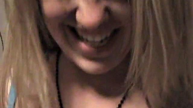 Blonde teen with pierced tits and a smile begs for a hard fuck