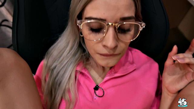 Blonde In Glasses Gets Anal and Facial