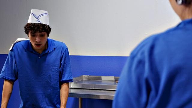 Busty milf rides short bf after fellatio in food couple