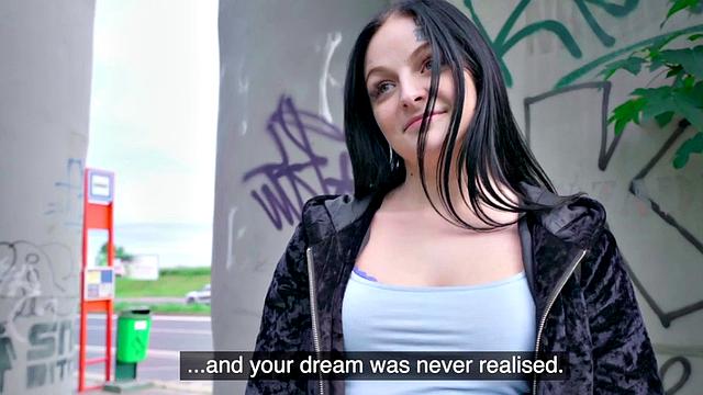 Blackhair euro teenie reverse rides after bj and pickedup