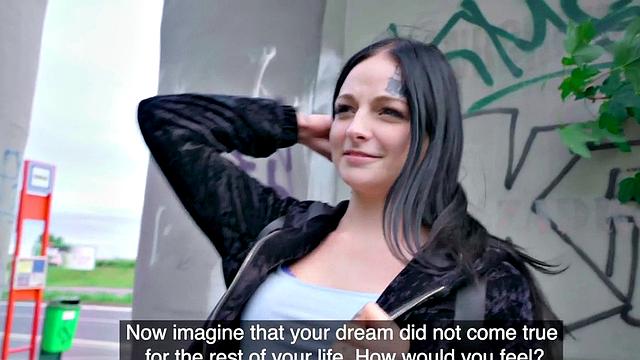 Blackhair euro teenie reverse rides after bj and pickedup