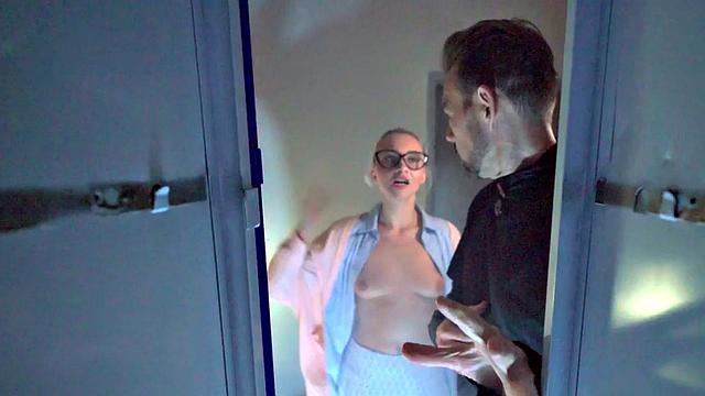 Hotel 21yo smashed in cowgirl by lucky roomies cock