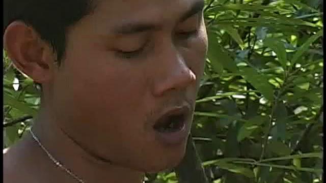 Walking through the jungle Toy is frightened by a noise and jumps onto Koe's arms. Koe squeezes that tight Toy ass and soon they are embracing and fondling by the water's edge. Clothes strip off and Toy goes down.