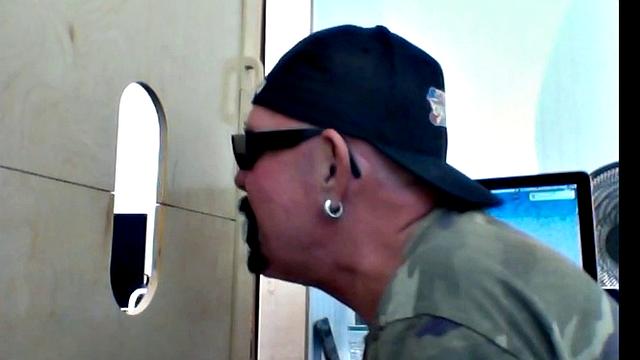 Anonymous oral action at the gloryhole with a big black cock