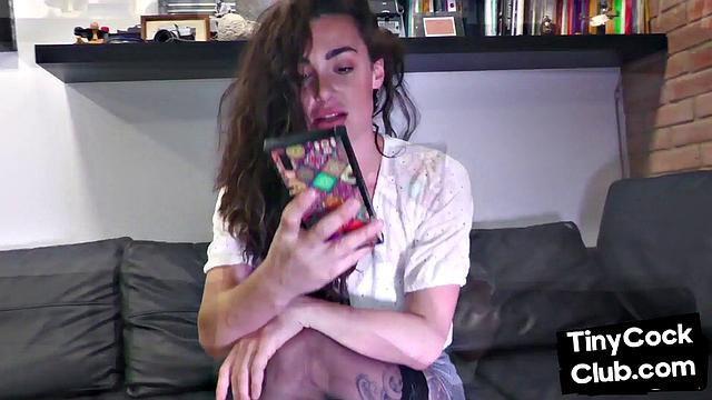 SPH college dpmina jerks small cock of fat loser