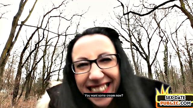 Horny MILF pussyfucked outdoor