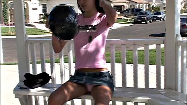 Cute petite brunette babe gets wet fingering