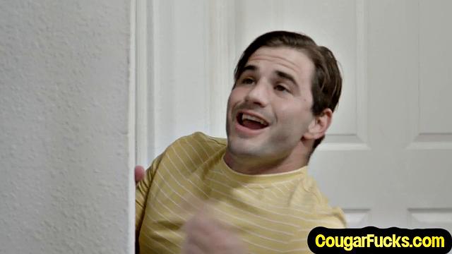 Big-titted horny MILF pounded by BF