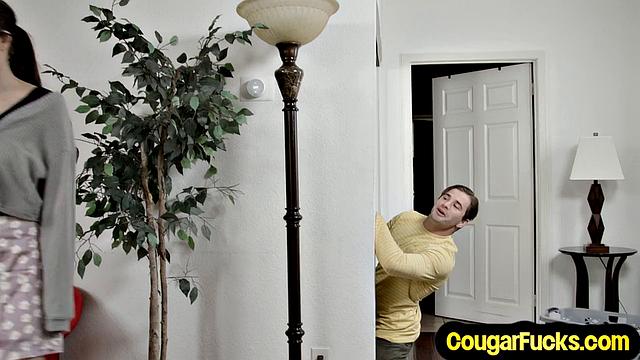 Big-titted horny MILF pounded by BF