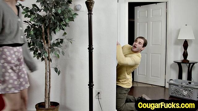 Big-titted horny MILF pounded by BF