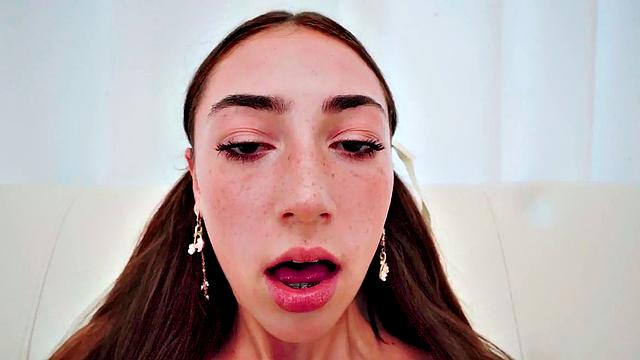 Facefucked 21yo cute bae gagging on cock and wanking