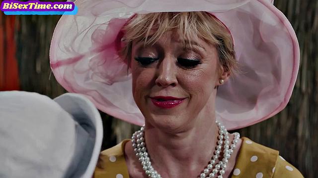 MILF cocksucking in bi 3some