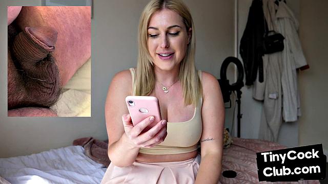 Small guy mocked by curvy domina