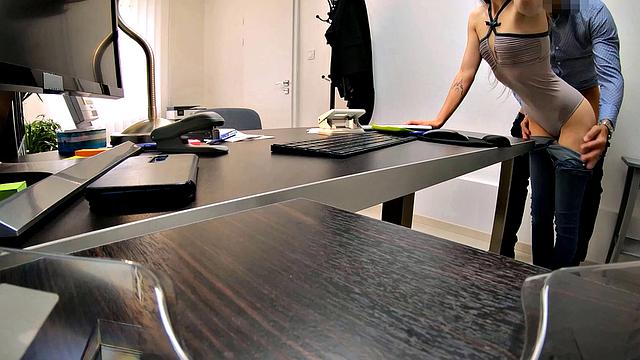 LOAN4K. Sexy babe's sweet crack drilled by loan manager on the desk