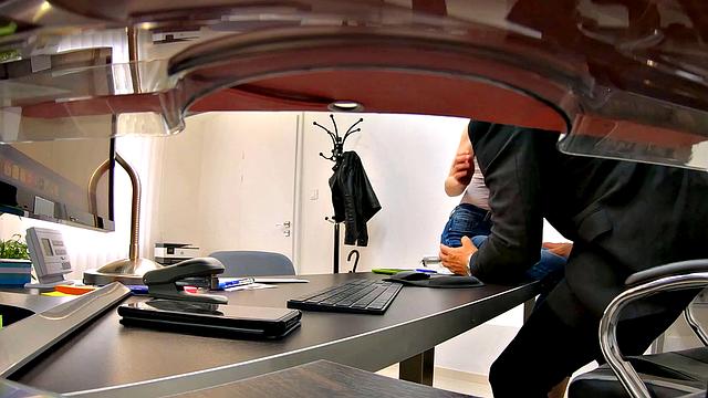 LOAN4K. Sexy babe's sweet crack drilled by loan manager on the desk