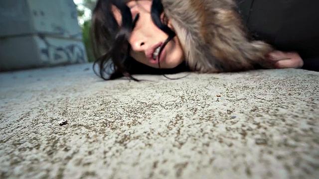 Public big-titted slut drilled from behind in wet pussy