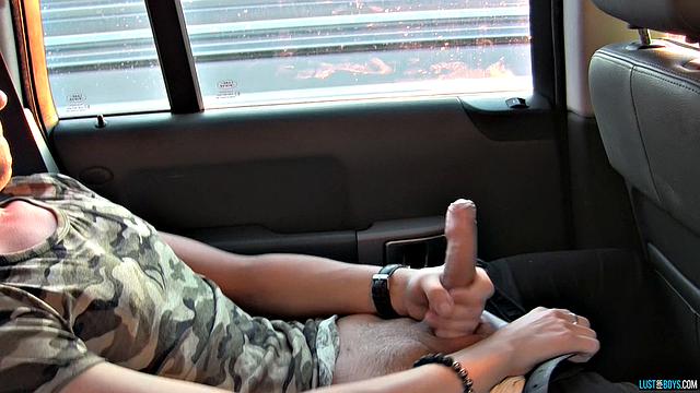 Justin Masturbates In the Back Seat - Justin Blaber & Casper Ellis