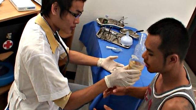 Pee loving Asian doctor fucks patient after check