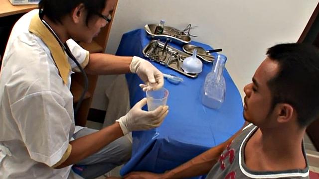 Pee loving Asian doctor fucks patient after check