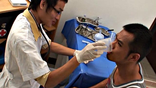 Pee loving Asian doctor fucks patient after check